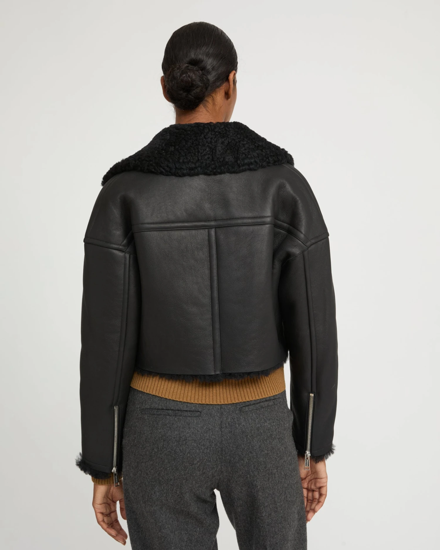 Perfecto Croppé En Peau Lainée Mérinos Vernis 6 Perfecto Croppé En Peau Lainée Mérinos Vernis – Image 4