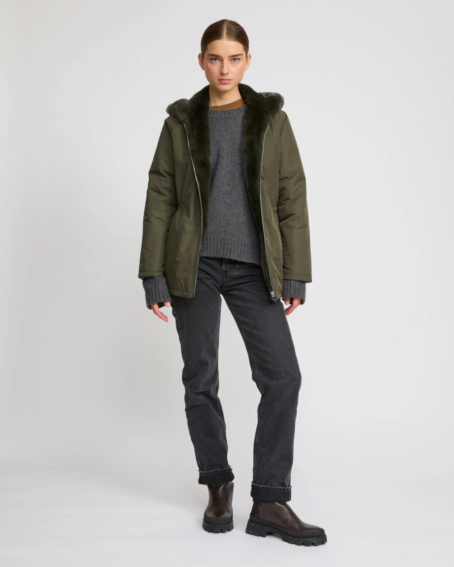 Parka à Capuche Réversible En Tissu Technique Et Lapin Rex 3 Parka à Capuche Réversible En Tissu Technique Et Lapin Rex