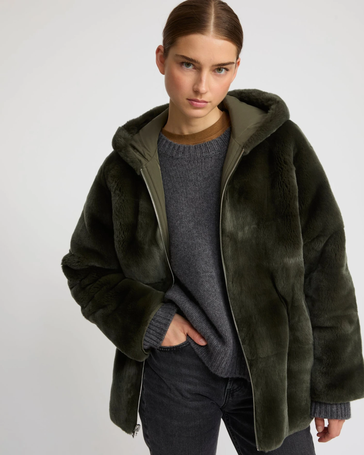 Parka à Capuche Réversible En Tissu Technique Et Lapin Rex 4 Parka à Capuche Réversible En Tissu Technique Et Lapin Rex – Image 2