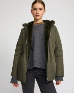 Parka à Capuche Réversible En Tissu Technique Et Lapin Rex 13 Parka à Capuche Réversible En Tissu Technique Et Lapin Rex -yves salomon boutique 25WYV93170REXXA8001 3