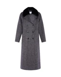 Manteau Ample En Cachemire Mélangé Et Col Amovible En Vison