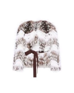 Gilet Ceinturé En Maille Mérinos Et Fourrure De Renard