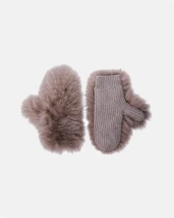 Moufles En Maille Laine Cachemire Et Fourrure De Renard