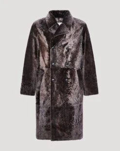 Manteau 7/8 En Peau Lainée D'agneau Lacon Chiné -yves salomon boutique 26W26WHM60310MELAA2009 9