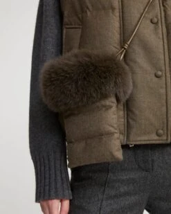 Étui De Téléphone En Flanelle Et Bord En Fourrure De Renard