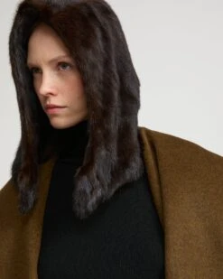 Capuche En Fourrure De Vison Et Cuir