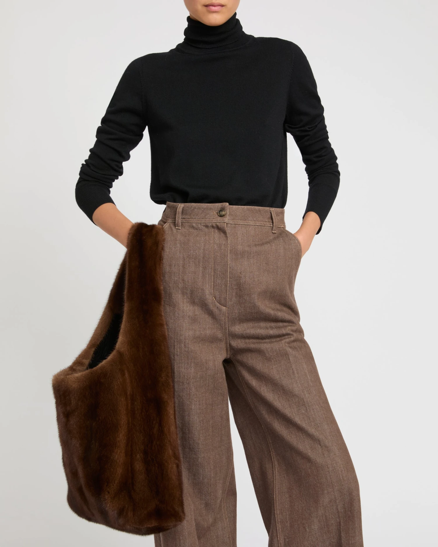 Sac En Fourrure De Vison Avec Cuir D'agneau 3 Sac En Fourrure De Vison Avec Cuir D'agneau