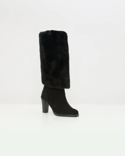 Bottes à Talons En Peau Lainée -yves salomon boutique 26WAC610XXMLCVC99 9