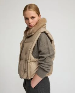 Gilet En Flanelle Avec Col En Fourrure De Zibeline