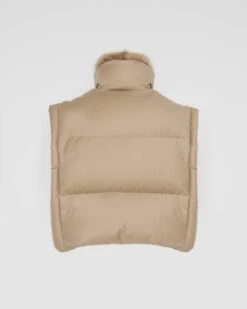 Gilet En Flanelle Avec Col En Fourrure De Zibeline -yves salomon boutique 26WAG01854WO2WA2068 10