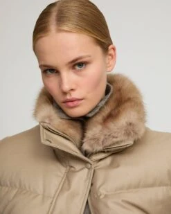 Gilet En Flanelle Avec Col En Fourrure De Zibeline -yves salomon boutique 26WAG01854WO2WA2068 4