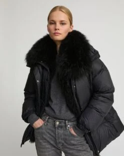 Doudoune Mi-longue Garniture Agneau Laine Vaporeuse