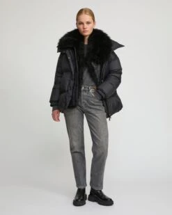 Doudoune Mi-longue Garniture Agneau Laine Vaporeuse -yves salomon boutique 26WFM00480M07WC99 3