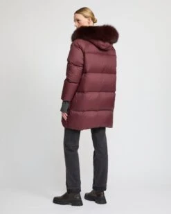 Doudoune Longue Manches Raglan Garniture Fourrure De Renard -yves salomon boutique 26WFM02090DORDA6080 4