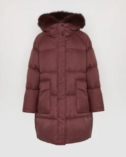 Doudoune Longue Manches Raglan Garniture Fourrure De Renard -yves salomon boutique 26WFM02090DORDA6080 9