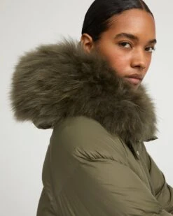 Doudoune Longue Manches Raglan Garniture Agneau Laine Vaporeuse -yves salomon boutique 26WFM02090M07WA8077 3