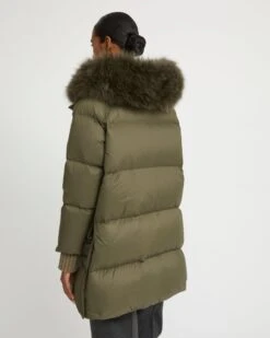 Doudoune Longue Manches Raglan Garniture Agneau Laine Vaporeuse -yves salomon boutique 26WFM02090M07WA8077 4