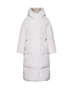 Doudoune Longue Garniture Fourrure De Lapin Rex