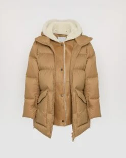 Doudoune "A" Line Avec Plastron En Peau Lainée D'agneau -yves salomon boutique 26WFM04376J04WA2099 10