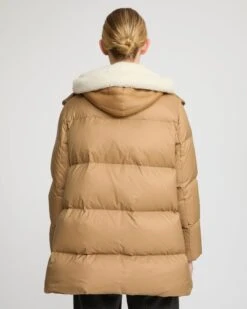 Doudoune "A" Line Avec Plastron En Peau Lainée D'agneau -yves salomon boutique 26WFM04376J04WA2099 4