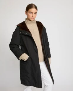 Parka Réversible En Tissu Technique Et Vison -yves salomon boutique 26WFM05492A22XB1163 3
