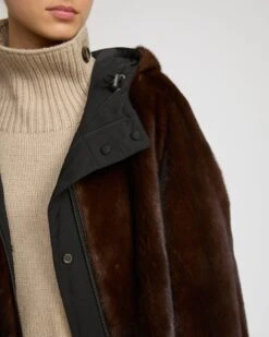 Parka Réversible En Tissu Technique Et Vison -yves salomon boutique 26WFM05492A22XB1163 4