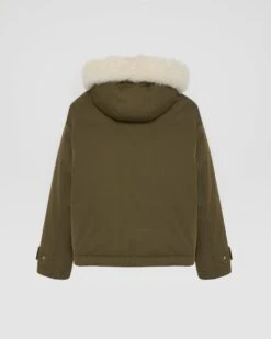 Parka Courte En Coton Imperméable Et Peau Lainée D'agneau 14 Parka Courte En Coton Imperméable Et Peau Lainée D'agneau -yves salomon boutique 26WFV01462A06XB3225 10