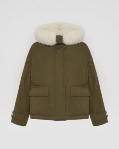 Parka Courte En Coton Imperméable Et Peau Lainée D'agneau 13 Parka Courte En Coton Imperméable Et Peau Lainée D'agneau -yves salomon boutique 26WFV01462A06XB3225 9