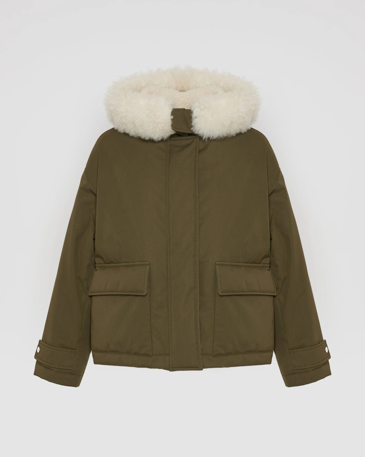 Parka Courte En Coton Imperméable Et Peau Lainée D'agneau 7 Parka Courte En Coton Imperméable Et Peau Lainée D'agneau – Image 5
