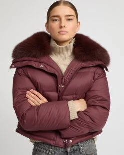 Doudoune Courte Garniture Fourrure De Renard