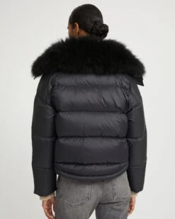 Doudoune Courte Garniture Agneau Laine Vaporeuse -yves salomon boutique 26WFV01960M07WC99 3