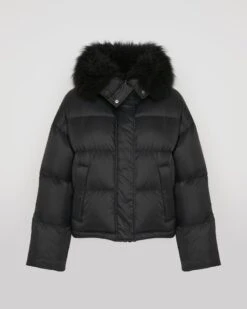 Doudoune Courte Garniture Agneau Laine Vaporeuse -yves salomon boutique 26WFV01960M07WC99 9