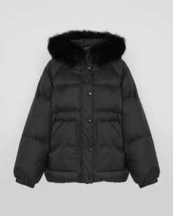 Doudoune Courte Manches Raglan Garniture Fourrure De Renard -yves salomon boutique 26WFV02167DORDC99 9