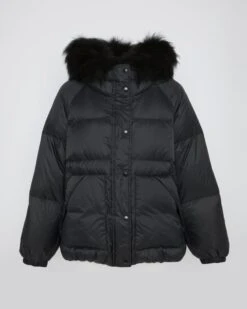 Doudoune Courte Manches Raglan Garniture Agneau Laine Vaporeuse