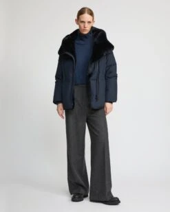 Doudoune Courte Garniture Fourrure De Lapin Rex -yves salomon boutique 26WFV02667J06XA7188 3