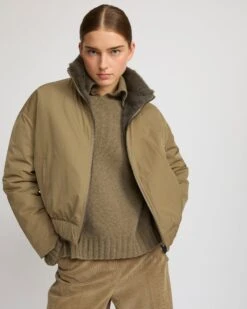 Veste Col Montant En Tissu Technique Réversible Fourrure De Vison 12 Veste Col Montant En Tissu Technique Réversible Fourrure De Vison -yves salomon boutique 26WFV03357A22XB3210 3