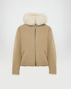 Parka Courte En Tissu Technique Déperlant Réversible Avec Peau Lainée D'agneau -yves salomon boutique 26WFV04165J09WB3228 10