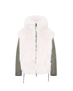 Veste à Capuche En Tissu Technique Réversible Peau Lainée -yves salomon boutique 26WFV60265J10WB3240 11