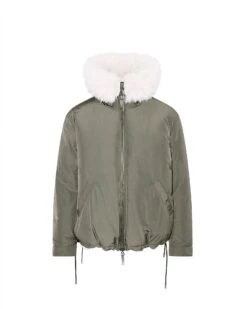 Veste à Capuche En Tissu Technique Réversible Peau Lainée