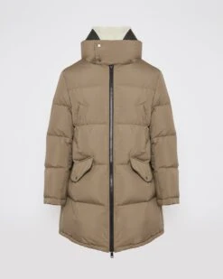 Doudoune Avec Plastron En Peau Lainée D'agneau Mérinos