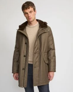 Parka Longue Iconique En Tissu Loro Piana Imperméable Avec Fourrure De Vison