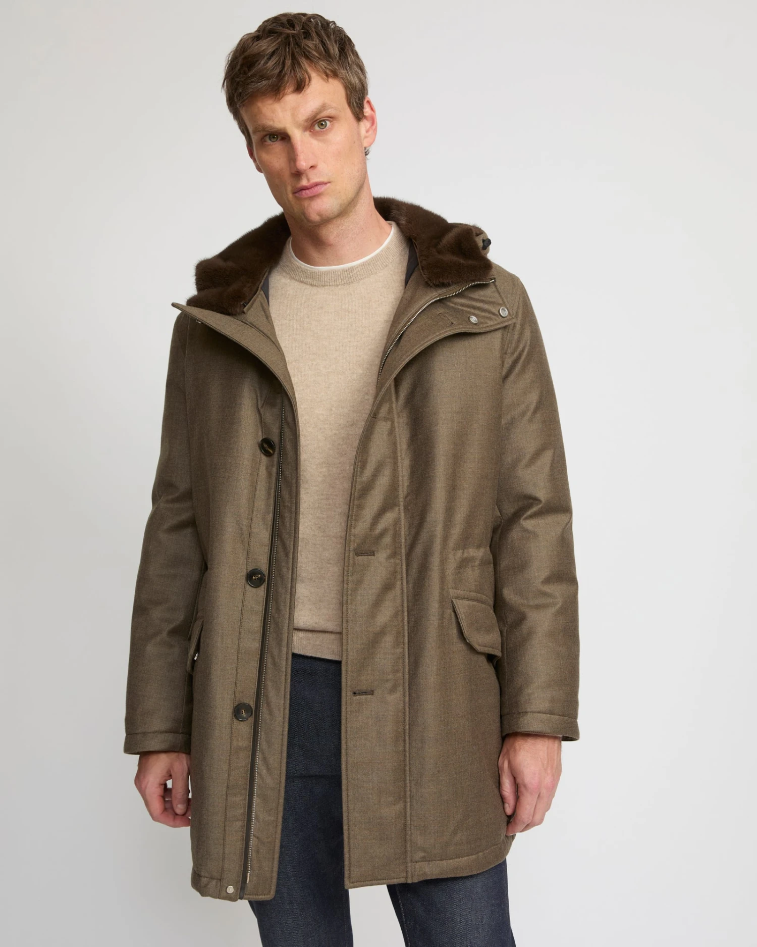 Parka Longue Iconique En Tissu Loro Piana Imperméable Avec Fourrure De Vison 3 Parka Longue Iconique En Tissu Loro Piana Imperméable Avec Fourrure De Vison