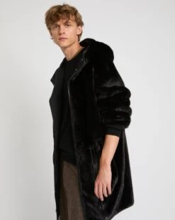 Parka Longue Réversible En Tissu Technique Déperlant Avec Fourrure De Vison