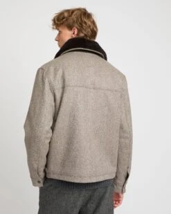 Veste En Tissu Lainage Chevron Avec Col En Fourrure De Vison -yves salomon boutique 26WHV01968LAFVA2255 5 5063e03a 7c69 4955 ba14 0b7d063a7def