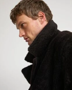 Manteau 7/8 En Peau Lainée D'agneau Lacon Chiné -yves salomon boutique 26WHV02267B12GB3197 3