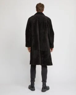 Manteau 7/8 En Peau Lainée D'agneau Lacon Chiné -yves salomon boutique 26WHV02267B12GB3197 5