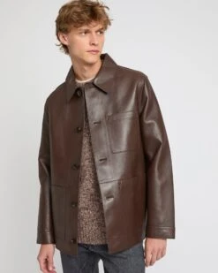 Veste Style Surchemise En Cuir D'agneau Doublé Flanelle Motif Pied-de-poule -yves salomon boutique 26WHV20272APTIB3236 3 e5437931 18d0 4a49 879d 799025186fe1