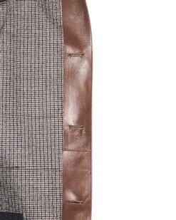 Veste Style Surchemise En Cuir D'agneau Doublé Flanelle Motif Pied-de-poule -yves salomon boutique 26WHV20272APTIB3236 11