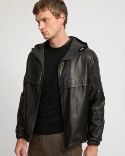 Hoody En Cuir De Baby Calf Réversible