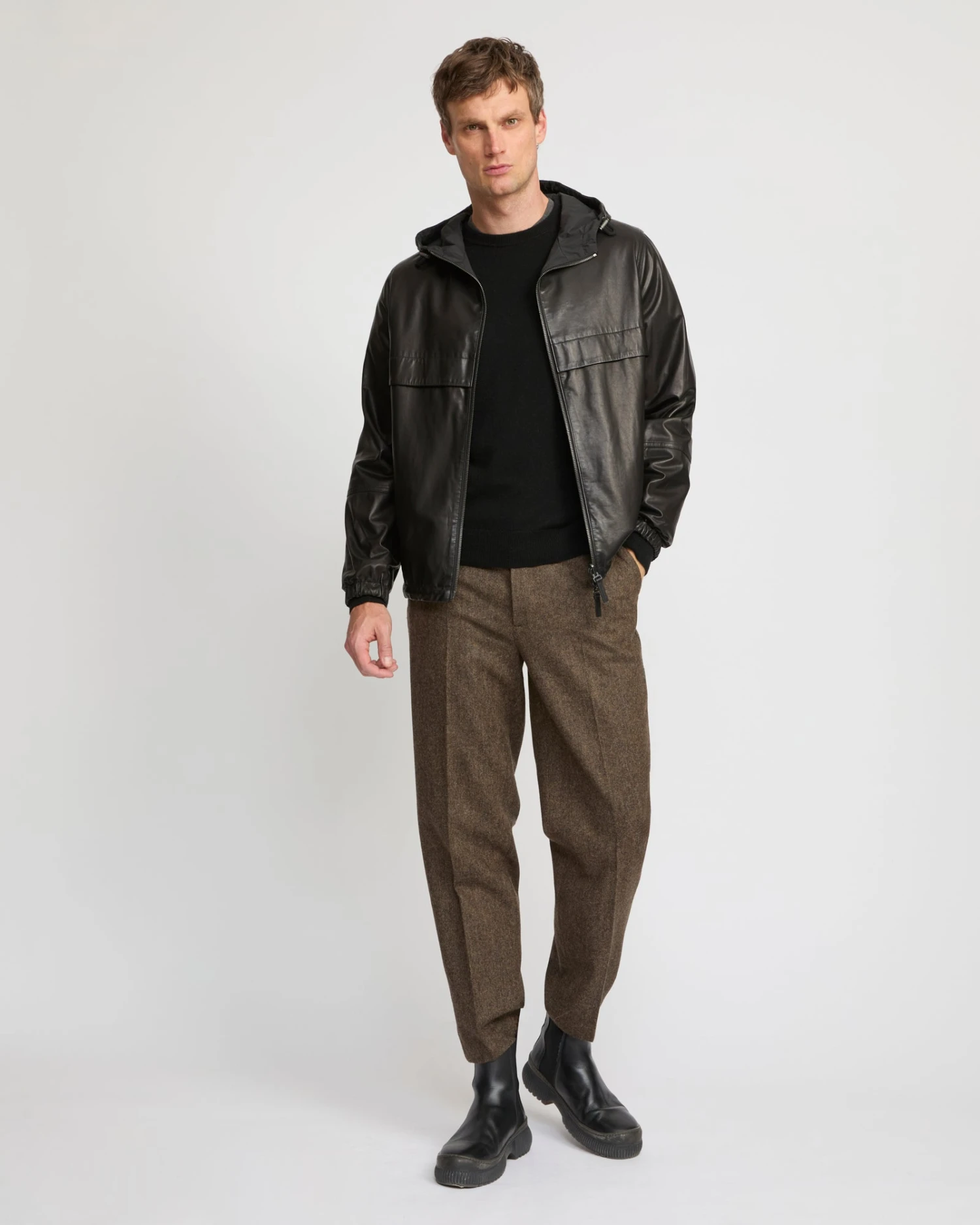 Hoody En Cuir De Baby Calf Réversible 5 Hoody En Cuir De Baby Calf Réversible – Image 3